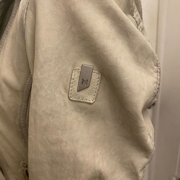 Mauritius 100% lamb leather off white/gray jacket, S - Picture 9 of 16